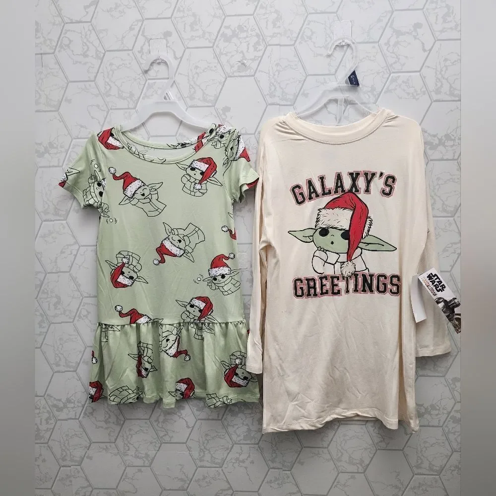 NEW STARS Wars Baby Yoda Mandalorian Christmas girls dress 2 pack, Size XS 4/5